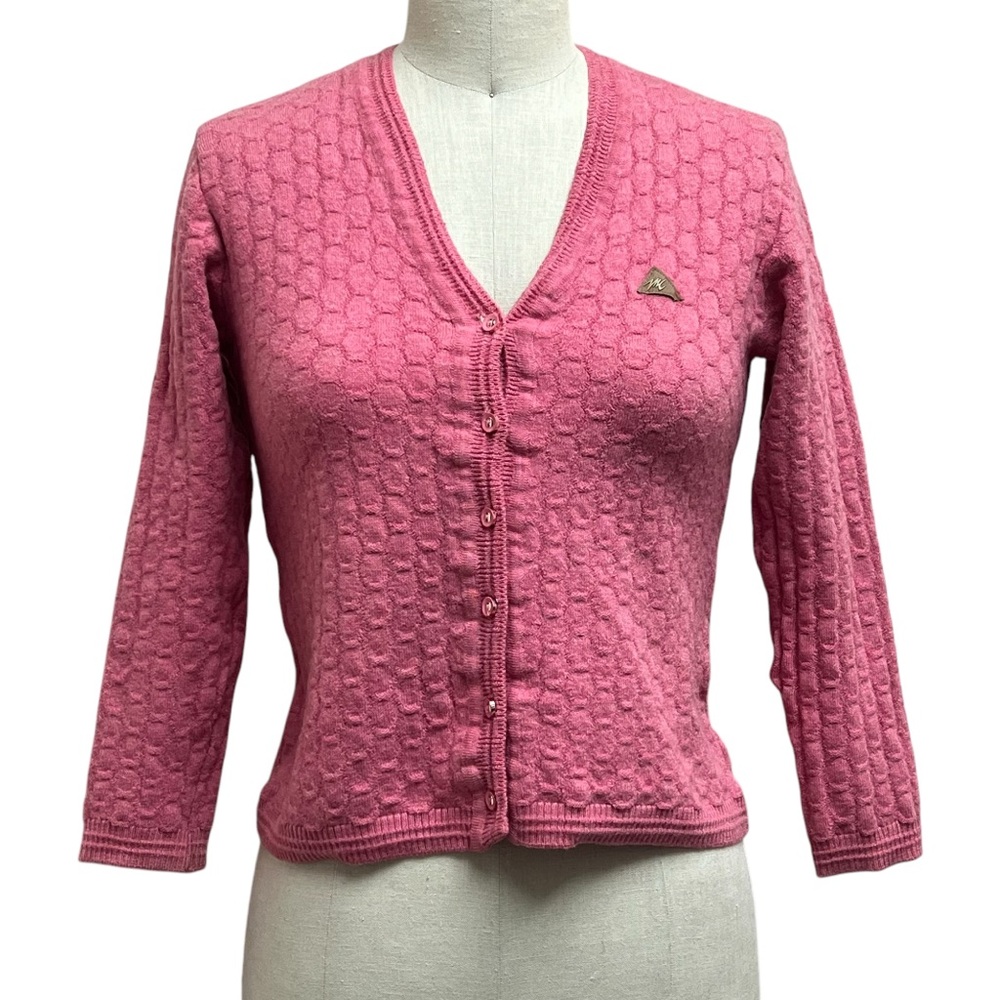 Monte Carlo Collection Magna Wool Honeycomb Cardigan in Pink